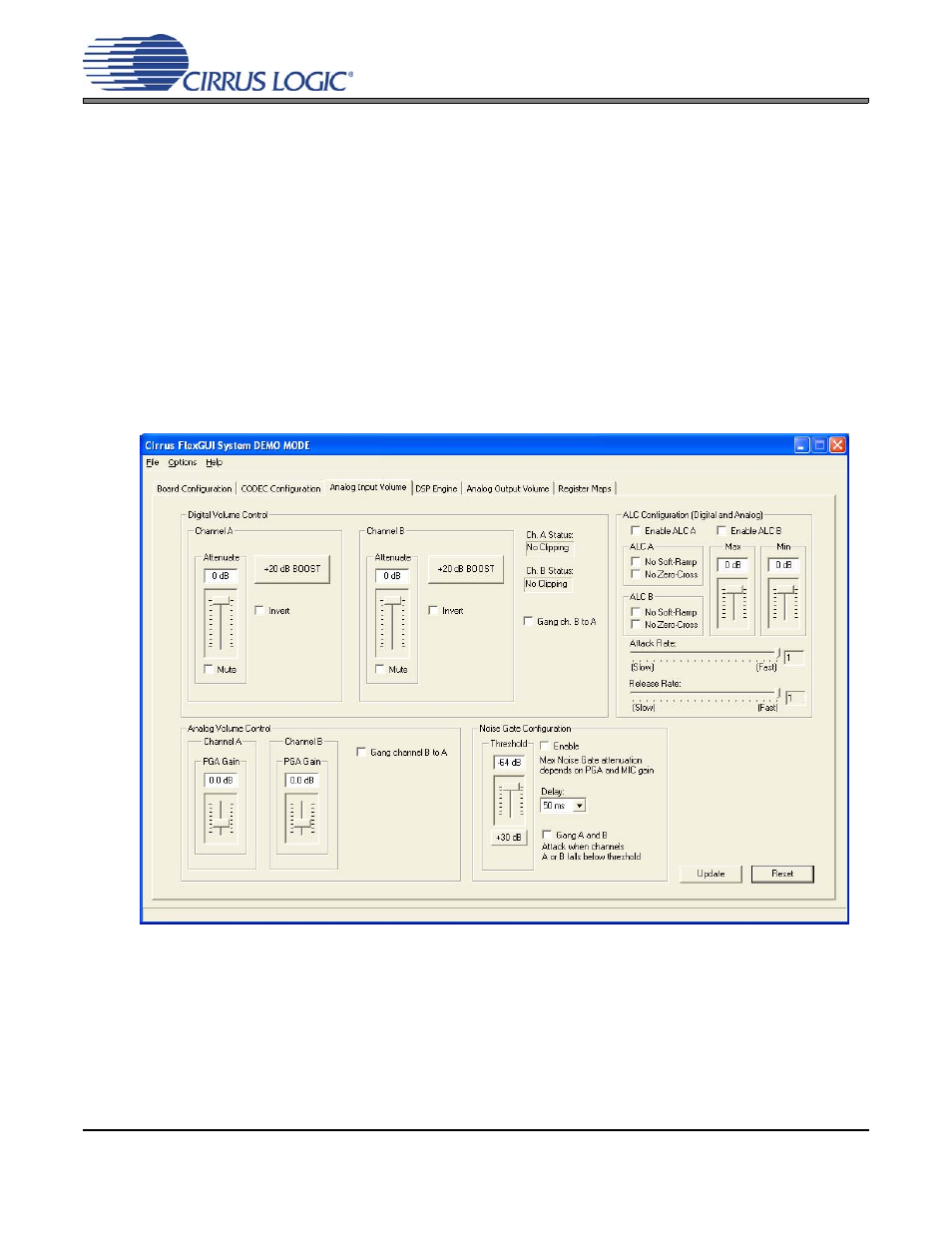 3 analog input volume tab, Cdb42l55 | Cirrus Logic CDB42L55 User Manual | Page 13 / 36