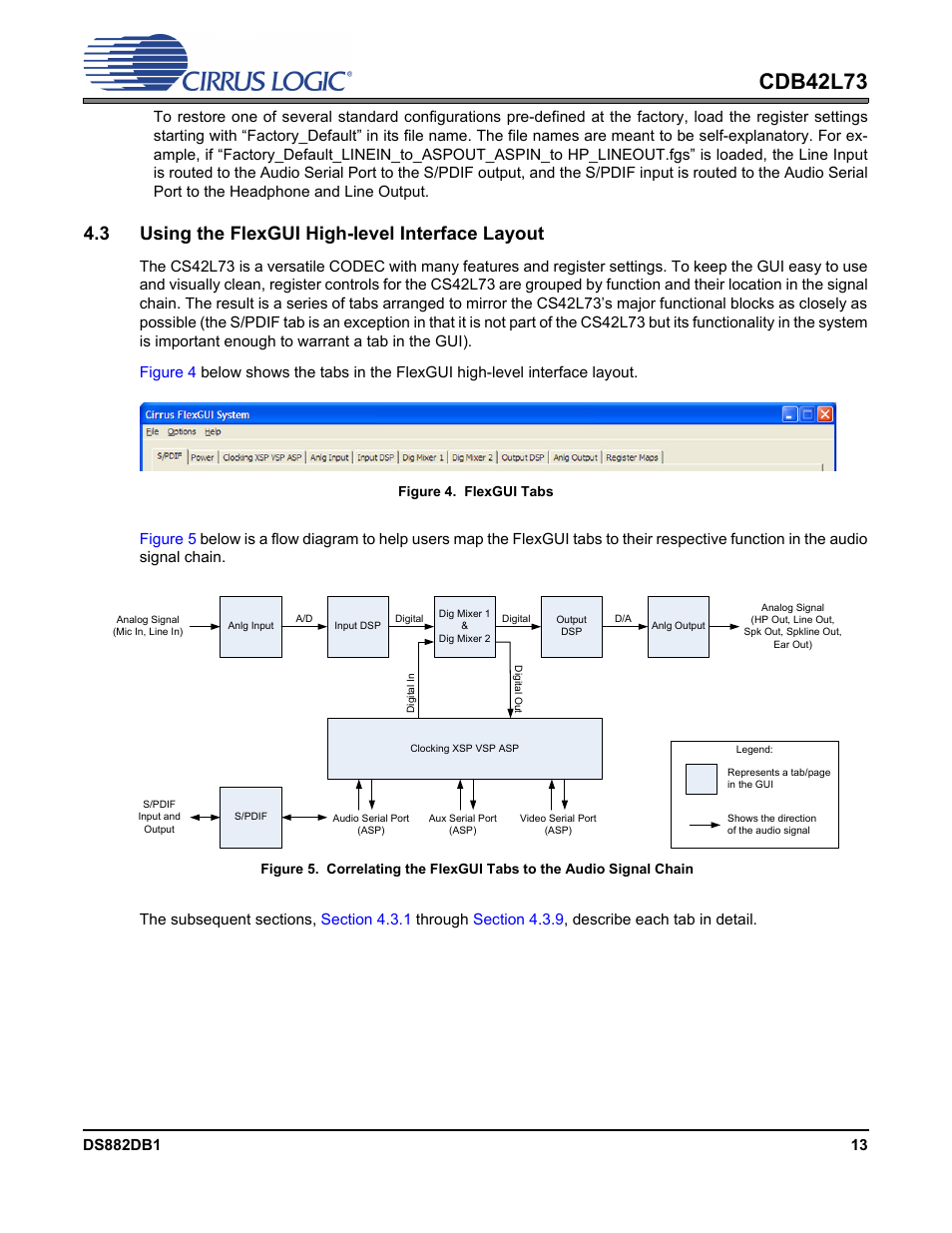 3 using the flexgui high-level interface layout, Cdb42l73 | Cirrus Logic CDB42L73 User Manual | Page 13 / 36