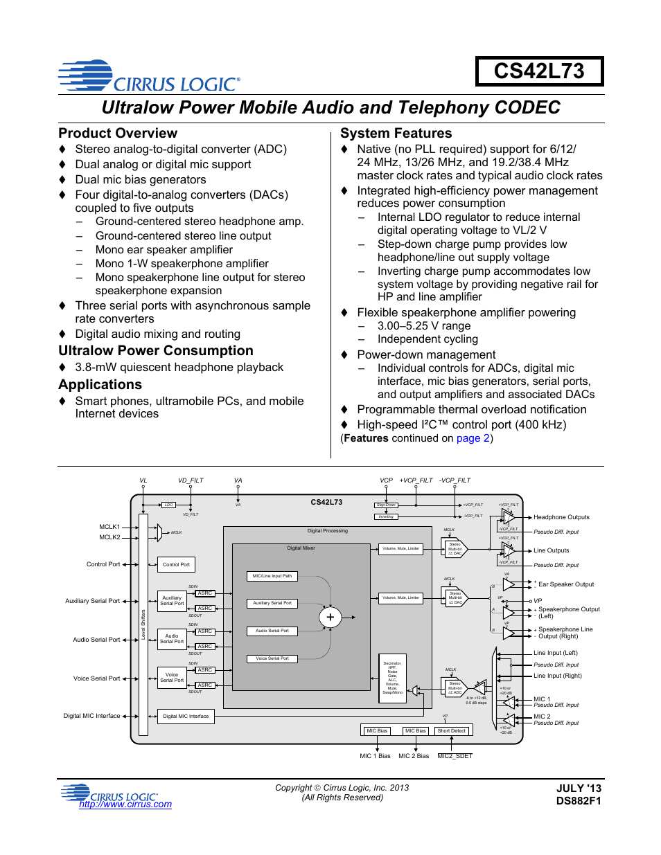 Cirrus Logic CS42L73 User Manual | 139 pages