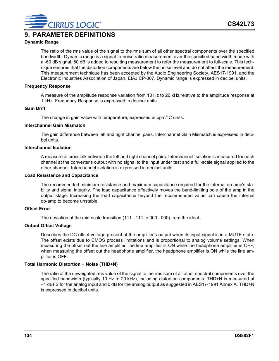 Parameter definitions | Cirrus Logic CS42L73 User Manual | Page 134 / 139