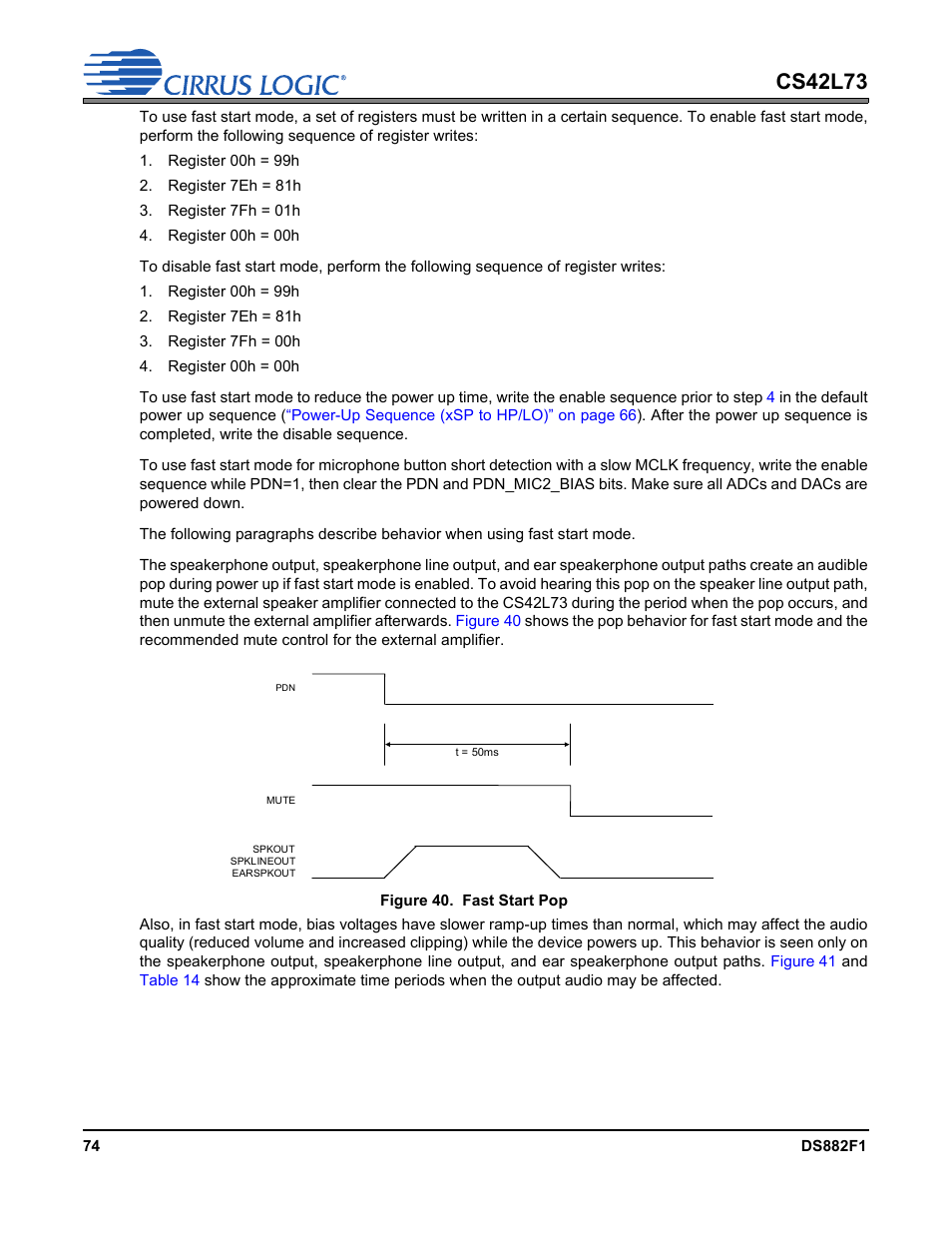 Figure 40.fast start pop, Cs42l73 | Cirrus Logic CS42L73 User Manual | Page 74 / 139