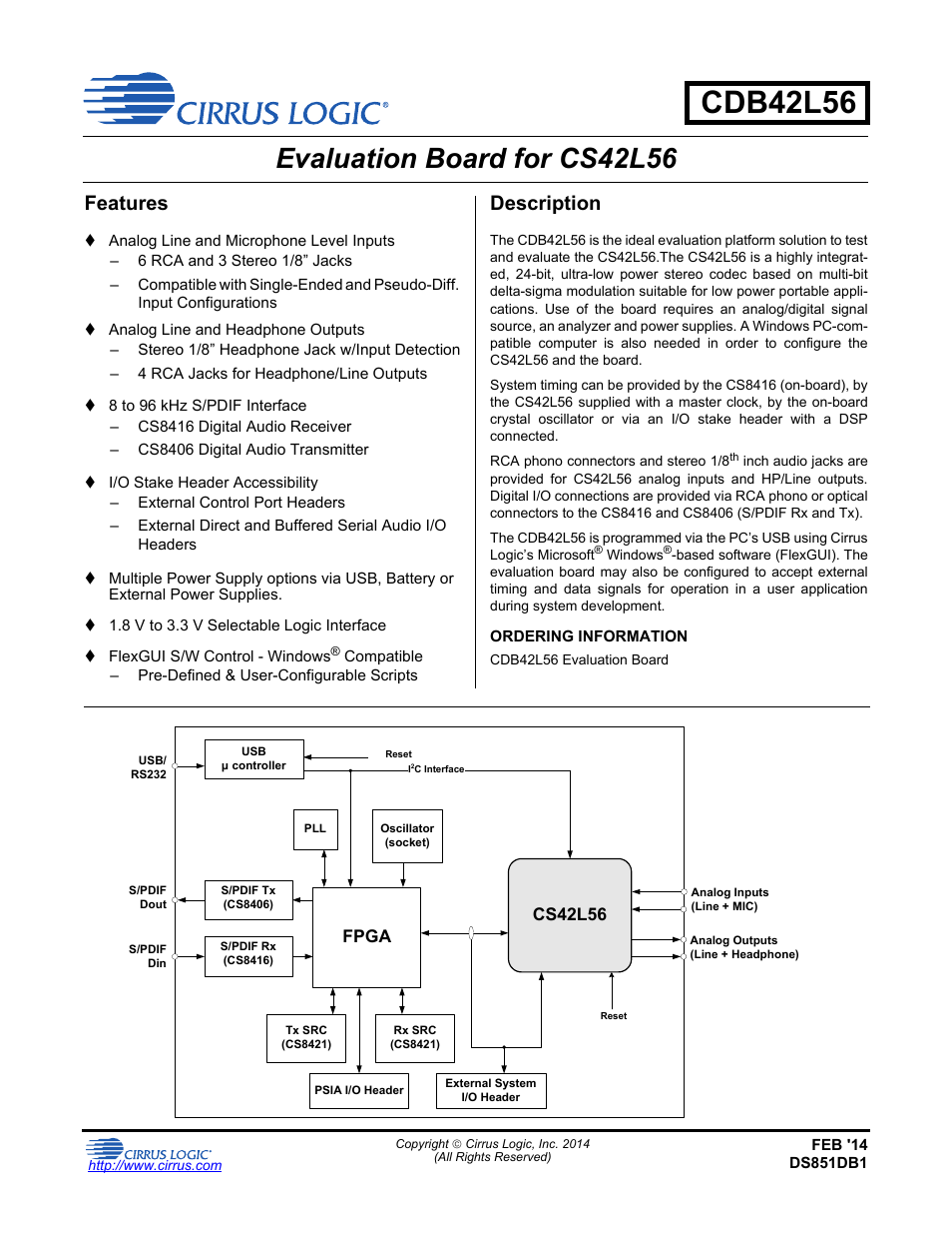 Cirrus Logic CDB42L56 User Manual | 38 pages