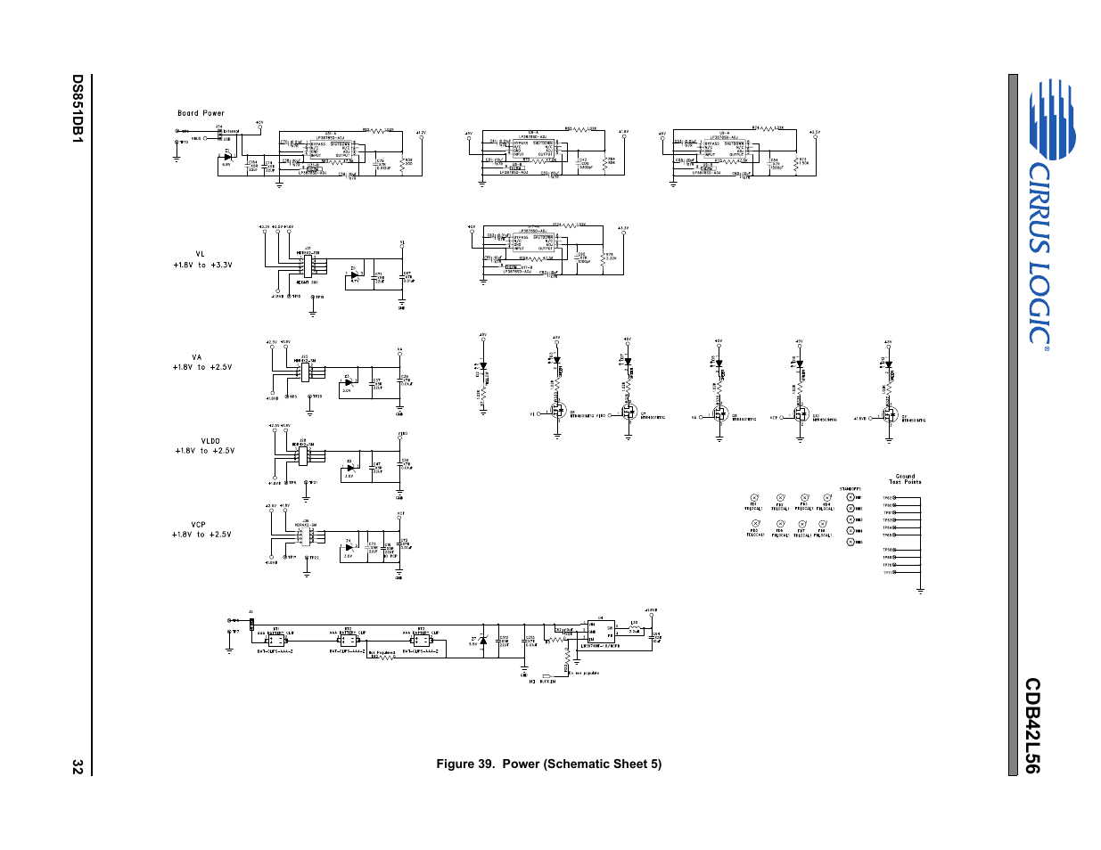 Figure 39. power (schematic sheet 5), Cdb42l56 | Cirrus Logic CDB42L56 User Manual | Page 32 / 38