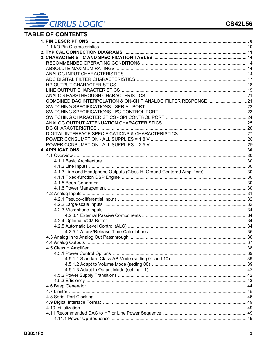 Cirrus Logic CS42L56 User Manual | Page 3 / 92