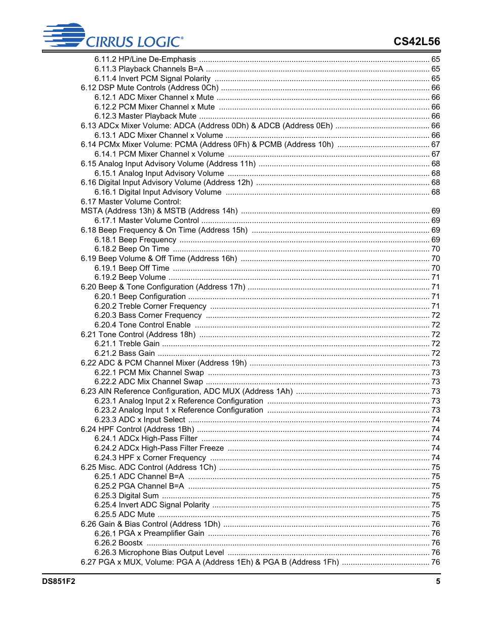 Cs42l56 | Cirrus Logic CS42L56 User Manual | Page 5 / 92