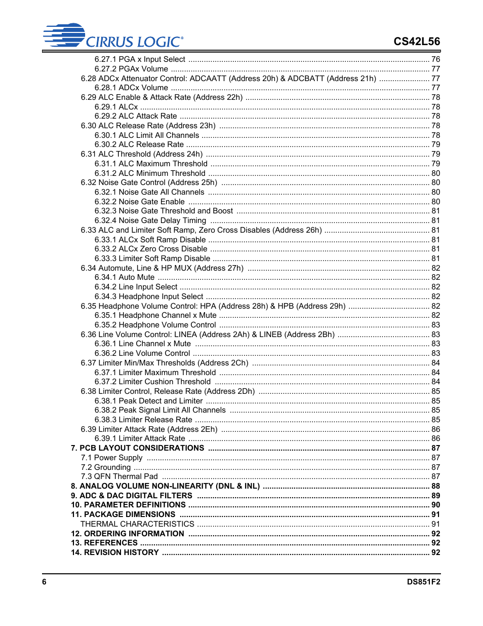 Cs42l56 | Cirrus Logic CS42L56 User Manual | Page 6 / 92
