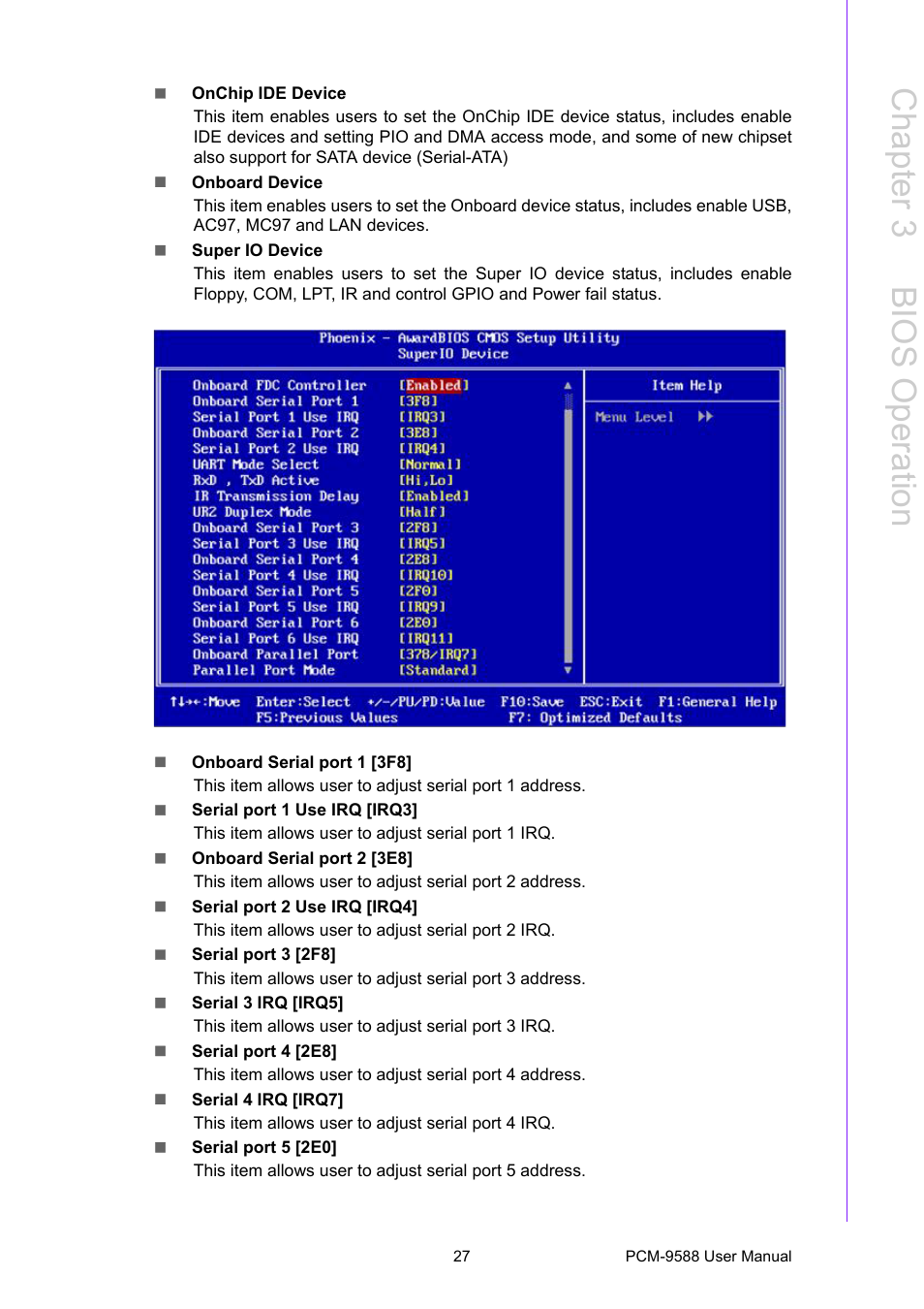 Chapter 3 b ios operation | Advantech PCM-9588 User Manual | Page 37 / 104