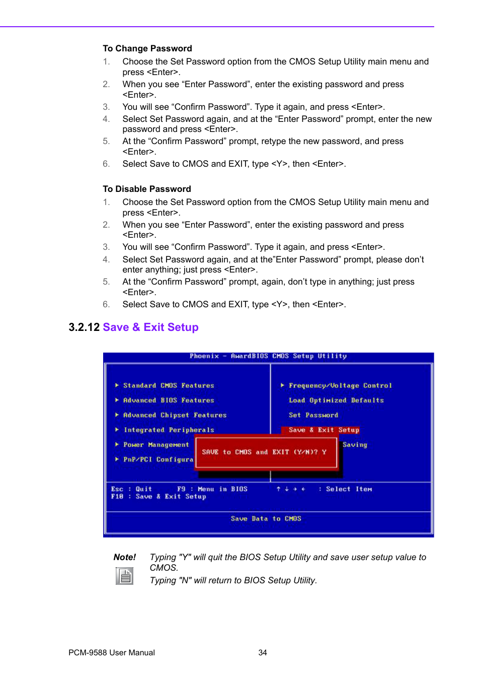 12 save & exit setup | Advantech PCM-9588 User Manual | Page 44 / 104