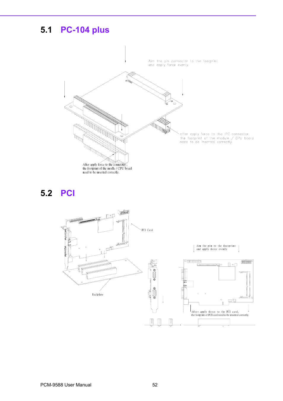 1 pc-104 plus, 2 pci, Pc-104 plus | Advantech PCM-9588 User Manual | Page 62 / 104