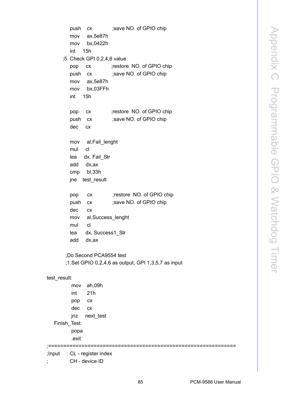 Appendix c p rogrammable g pio & watchdog timer | Advantech PCM-9588 User Manual | Page 95 / 104