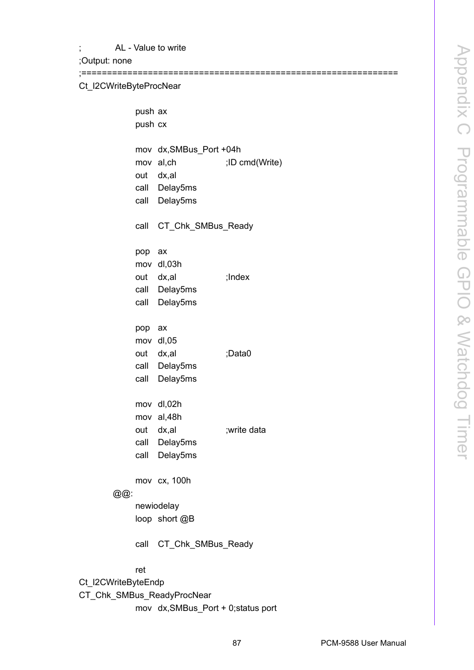 Appendix c p rogrammable g pio & watchdog timer | Advantech PCM-9588 User Manual | Page 97 / 104