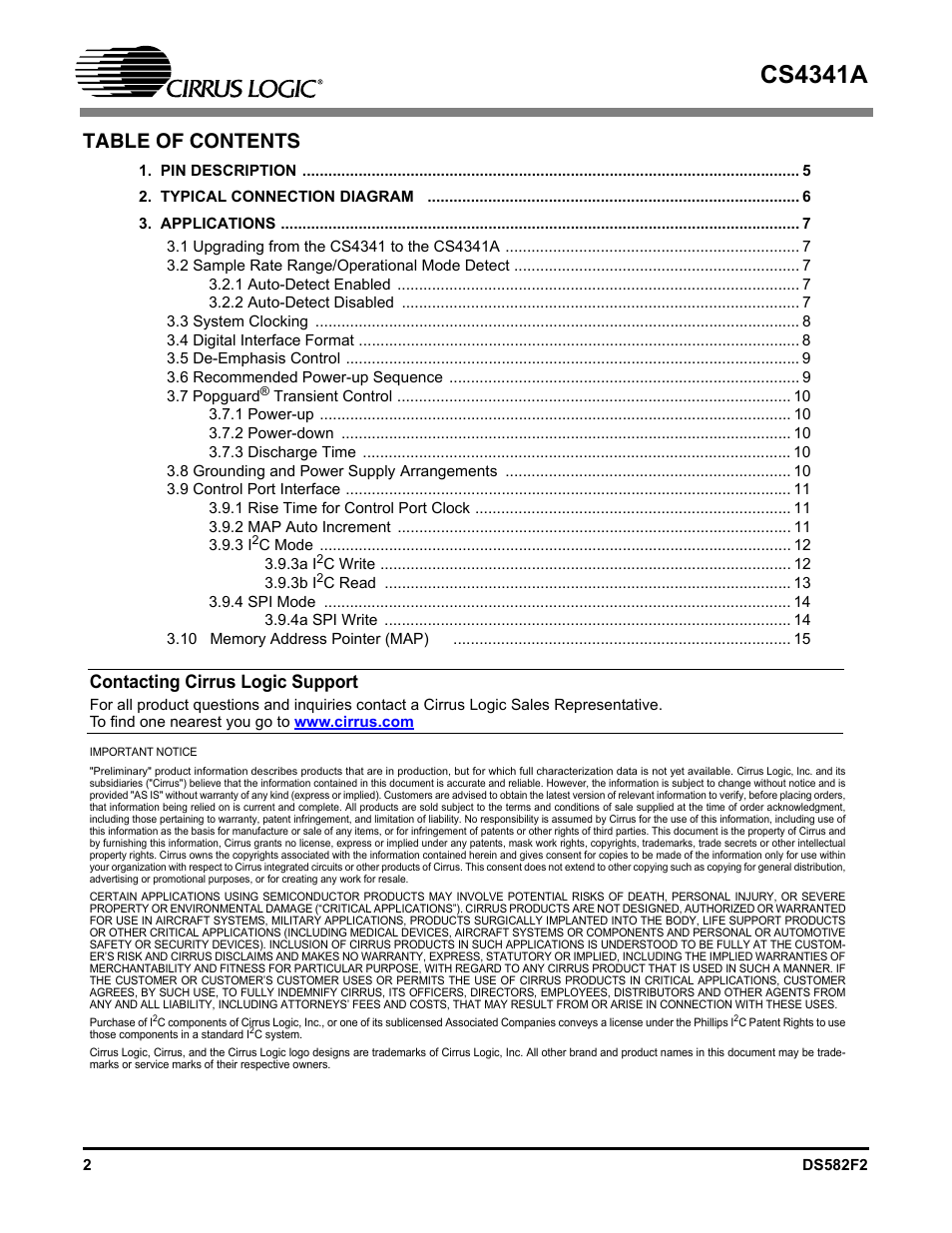 Cirrus Logic CS4341A User Manual | Page 2 / 34