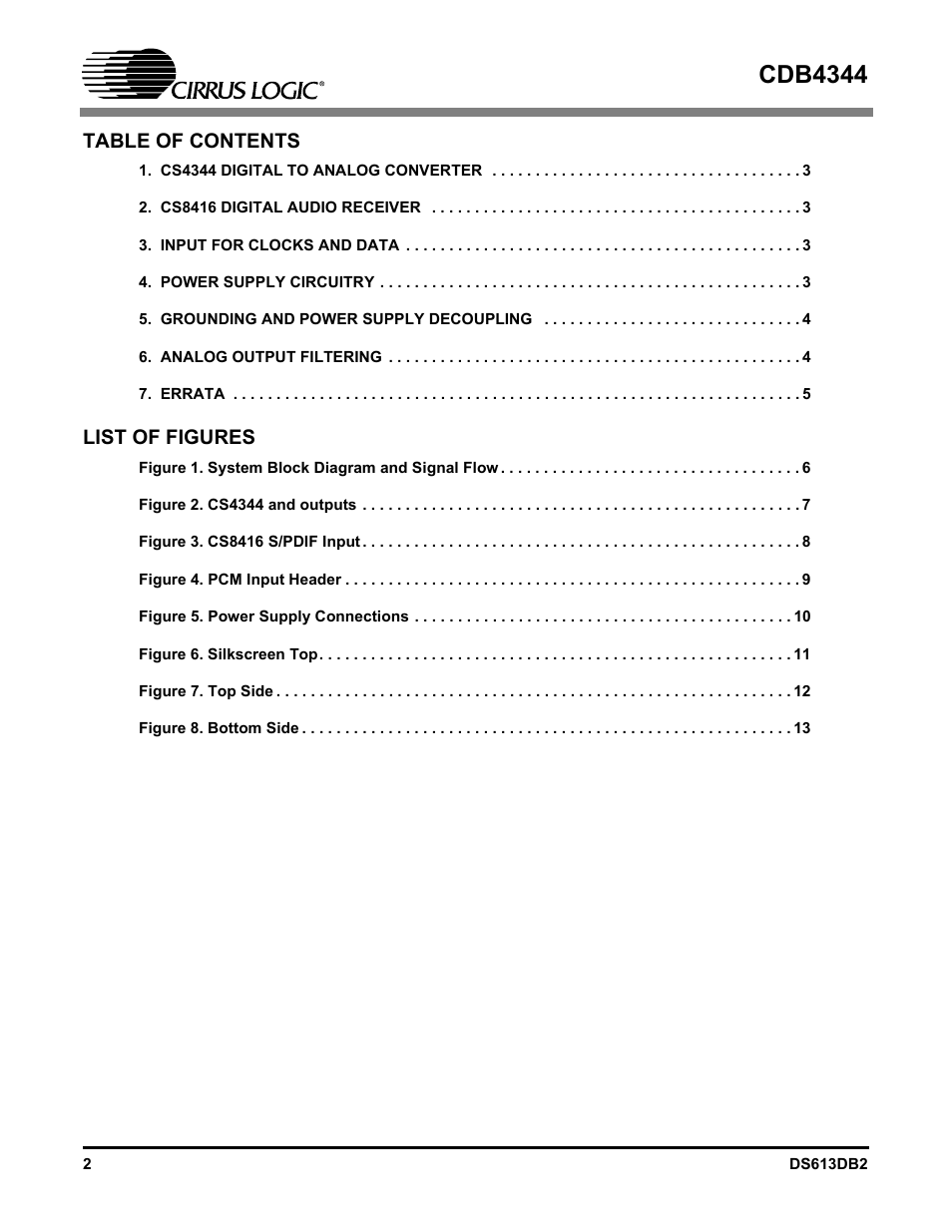 Cirrus Logic CDB4344 User Manual | Page 2 / 14