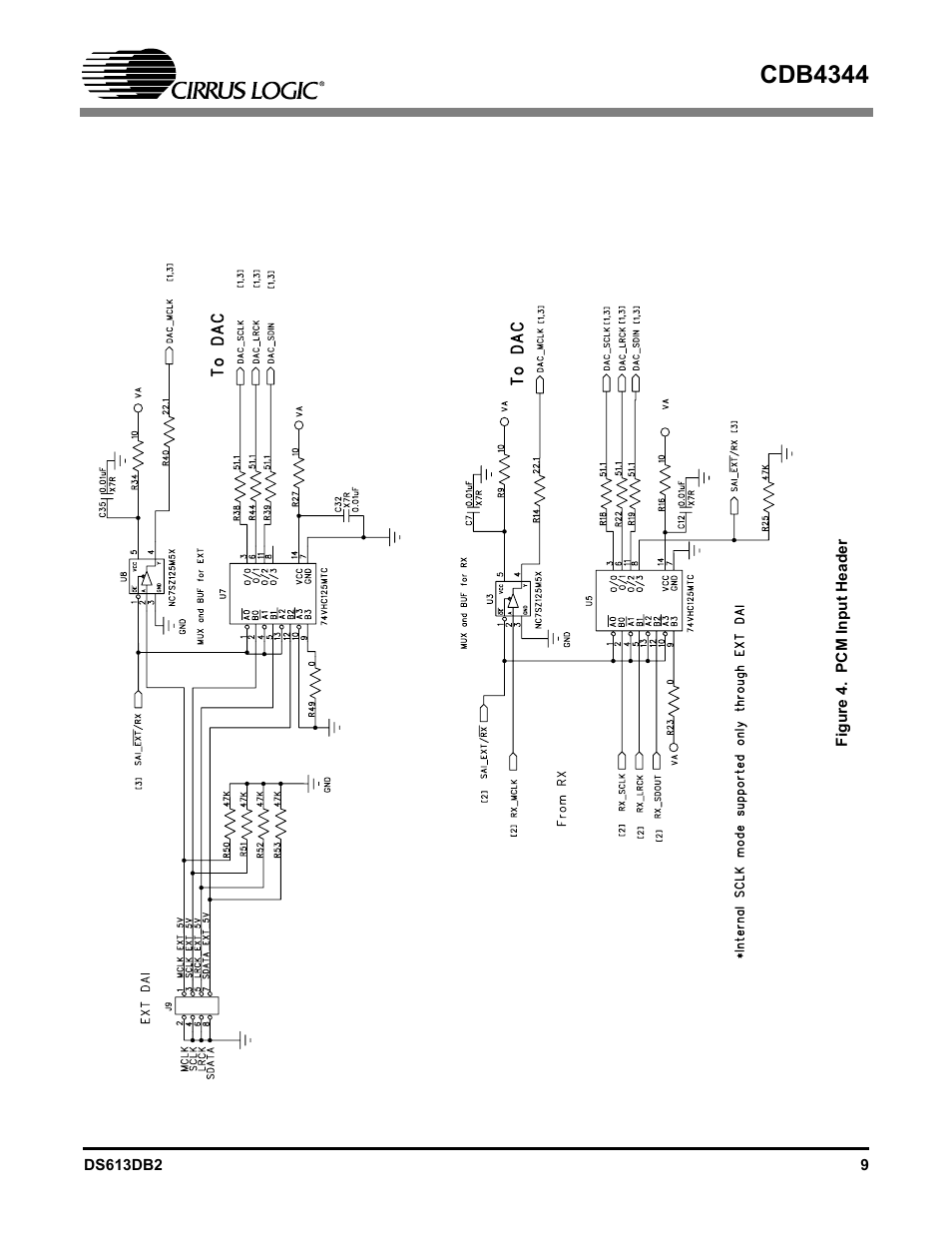 Figure 4. pcm input header, Cdb4344 | Cirrus Logic CDB4344 User Manual | Page 9 / 14