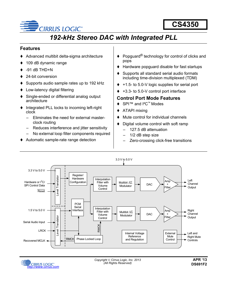 Cirrus Logic CS4350 User Manual | 38 pages