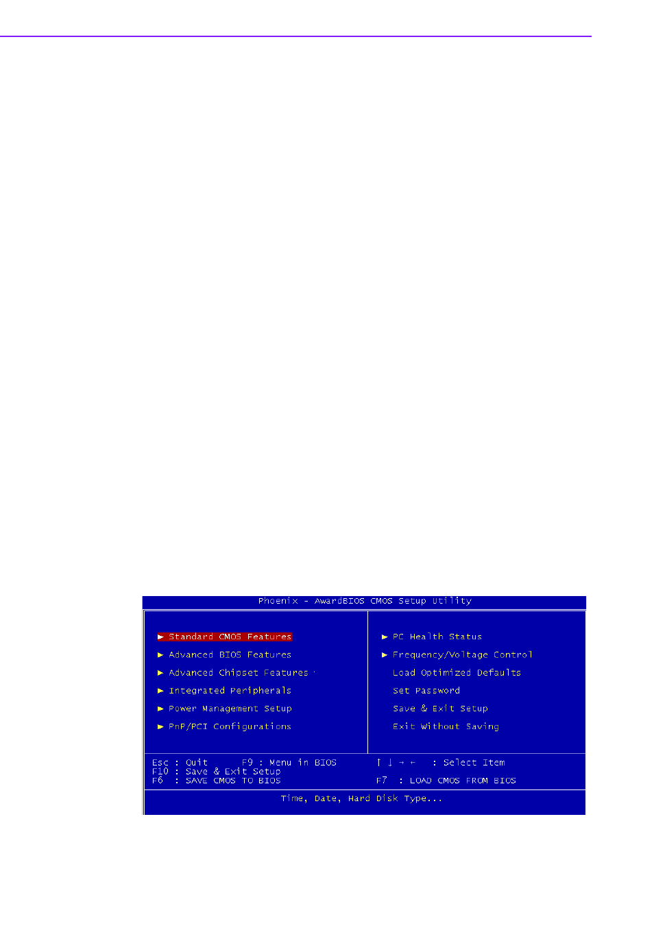 1 system test and initialization, 1 system configuration verification, 2 award bios setup | 1 entering setup, Figure 4.1 bios setup program initial screen, System test and initialization 4.1.1, System configuration verification, Award bios setup 4.2.1 | Advantech INTEL PCM-9587 User Manual | Page 30 / 82