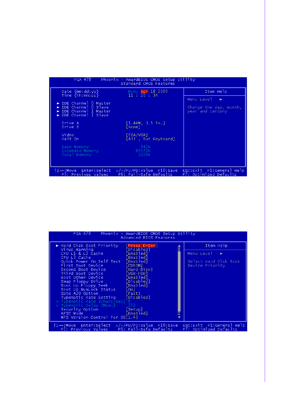 2 standard cmos features setup, Figure 4.2 cmos features setup, 3 advanced bios features setup | Figure 4.3 advanced bios features setup, Chapter 4 a ward bios setup | Advantech INTEL PCM-9587 User Manual | Page 31 / 82