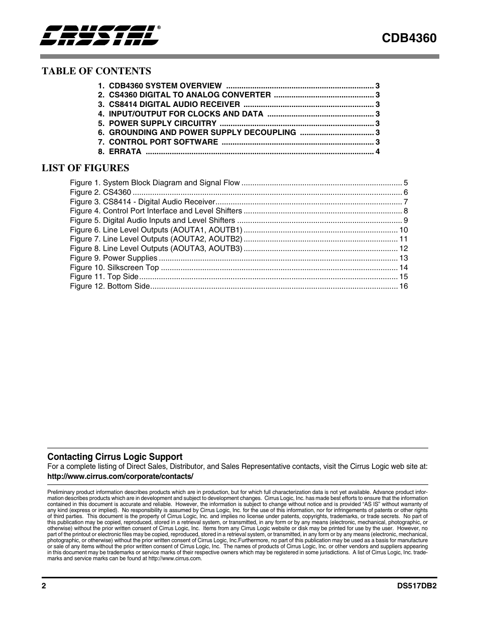 Cdb4360 | Cirrus Logic CDB4360 User Manual | Page 2 / 18