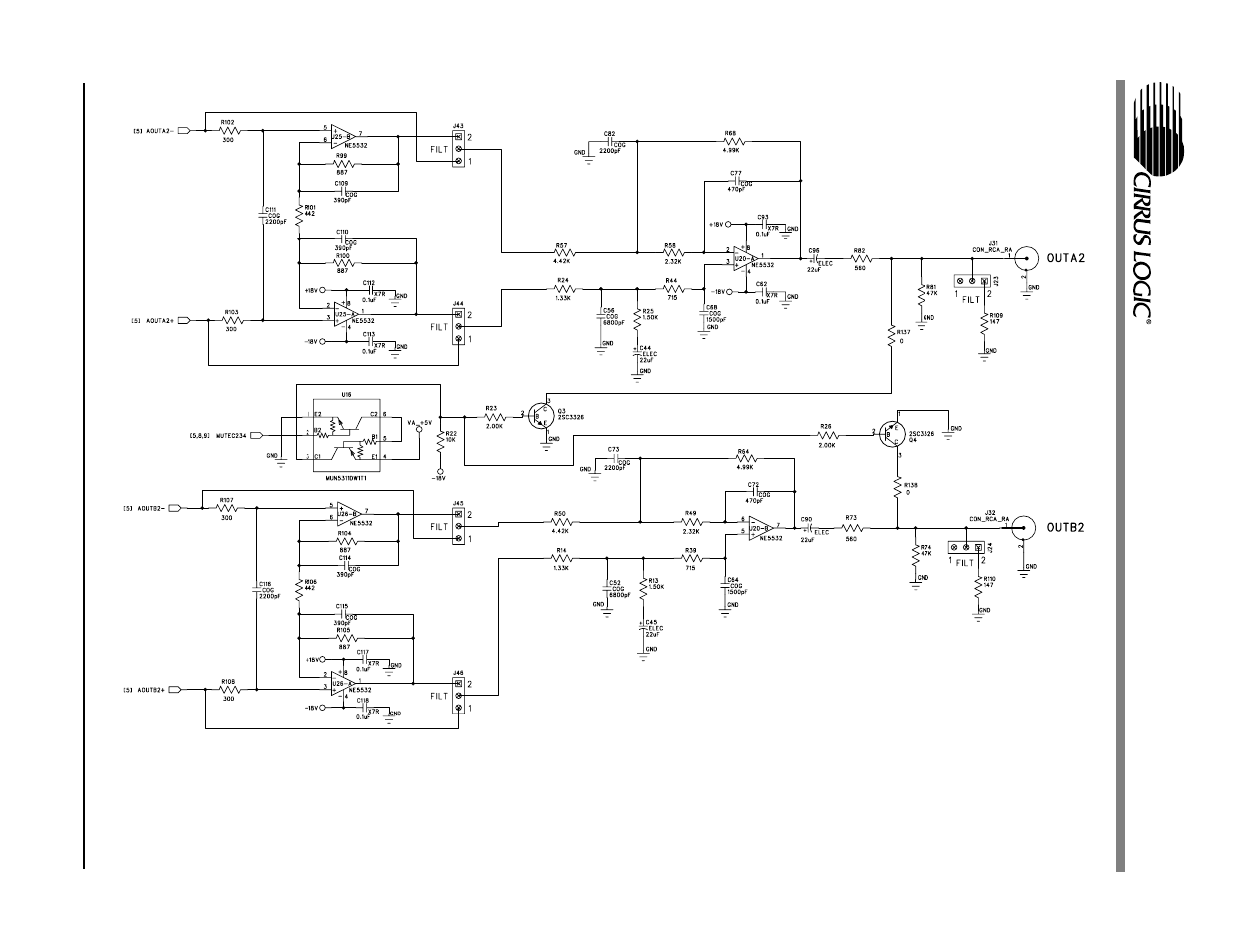 Figure 9. channel pair 2 outputs and mute, Cdb 4382 | Cirrus Logic CDB4382 User Manual | Page 13 / 20