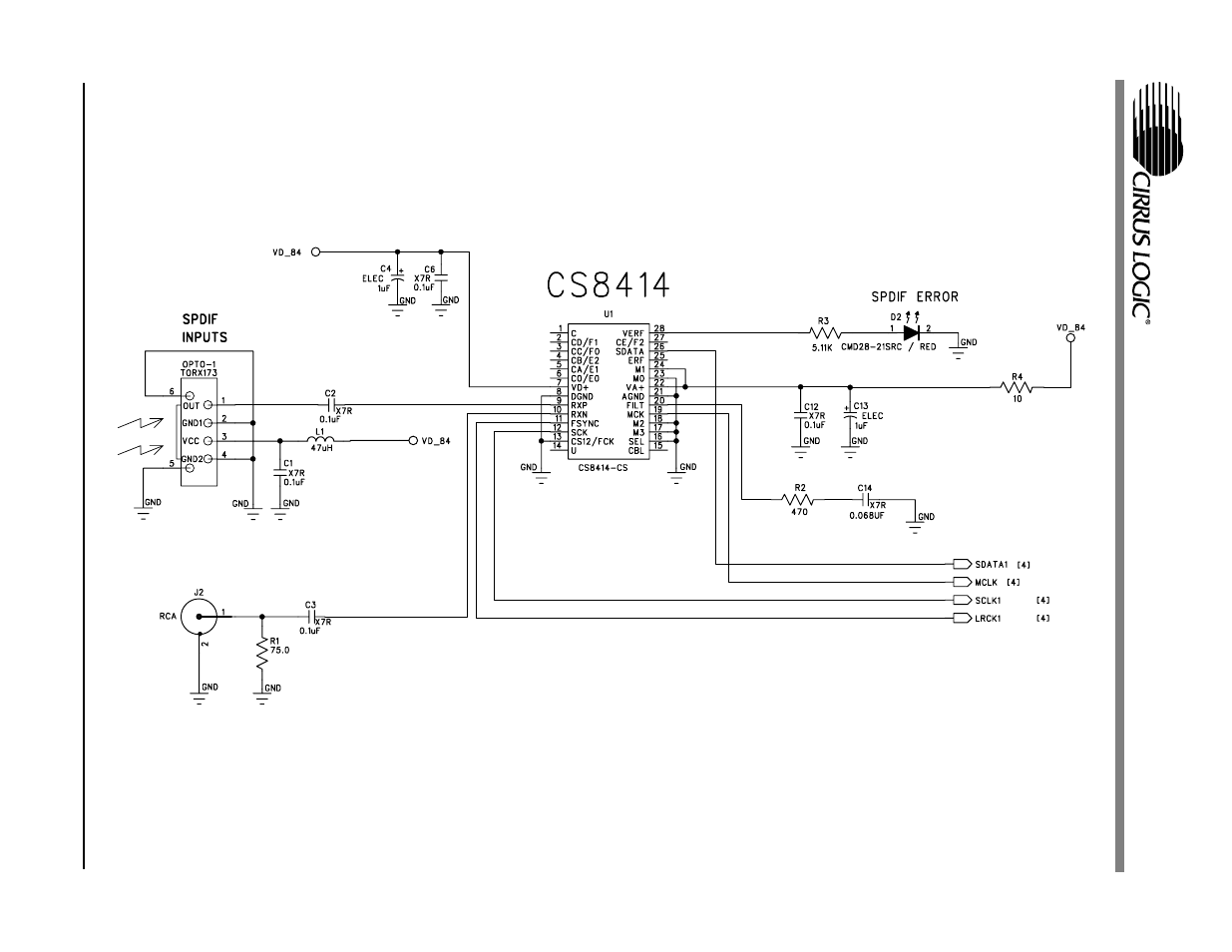 Figure 4. cs8414 digital audio receiver, Cdb 4382 | Cirrus Logic CDB4382 User Manual | Page 8 / 20