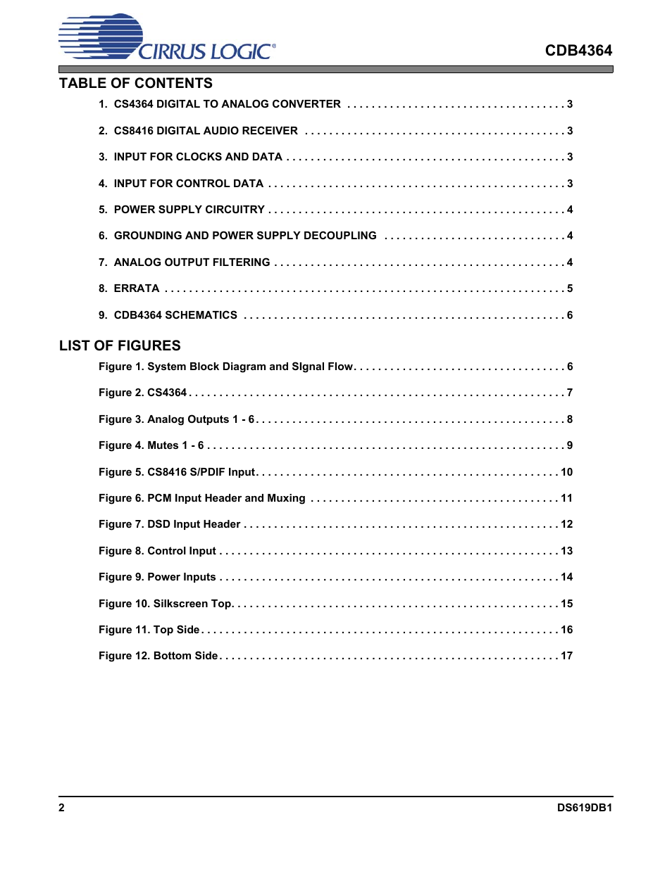 Cirrus Logic CDB4364 User Manual | Page 2 / 18