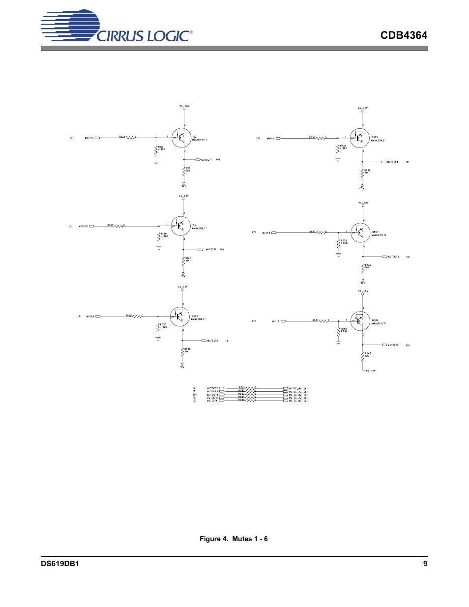 Figure 4. mutes 1 - 6, Cdb4364 | Cirrus Logic CDB4364 User Manual | Page 9 / 18