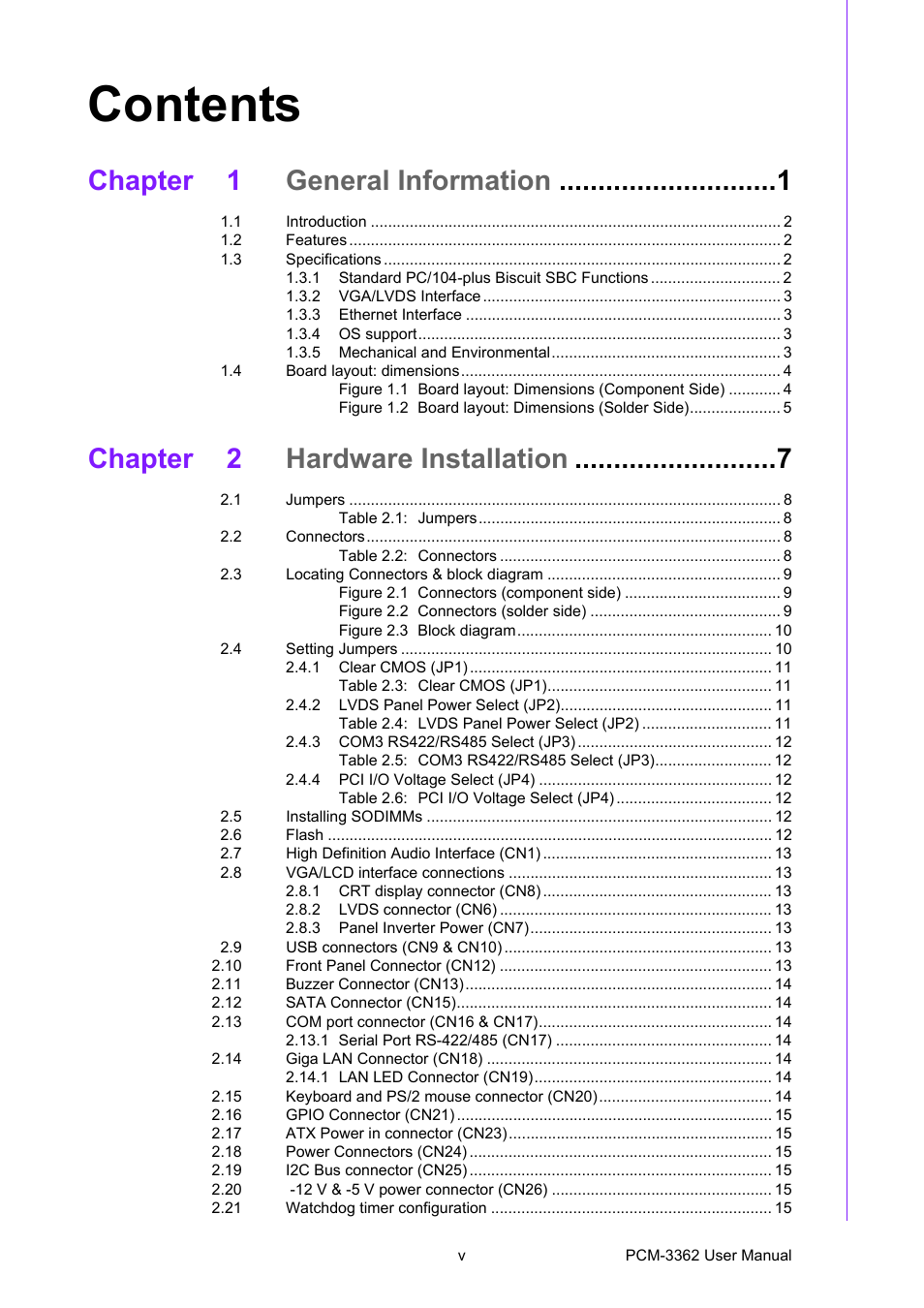 Advantech PCM-3362 User Manual | Page 5 / 88