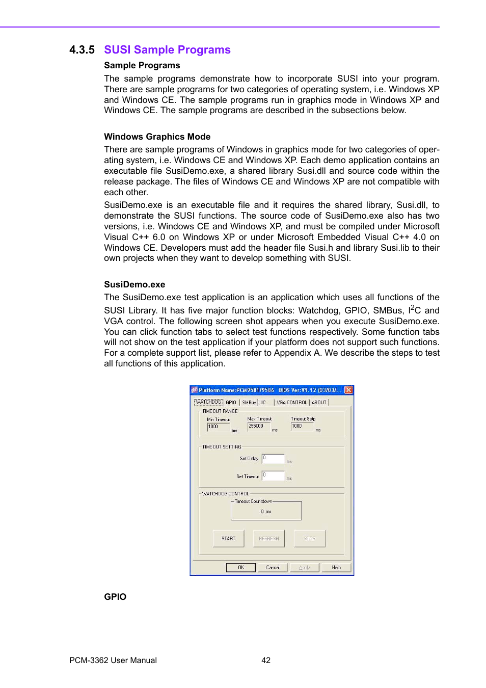 5 susi sample programs, Susi sample programs | Advantech PCM-3362 User Manual | Page 50 / 88