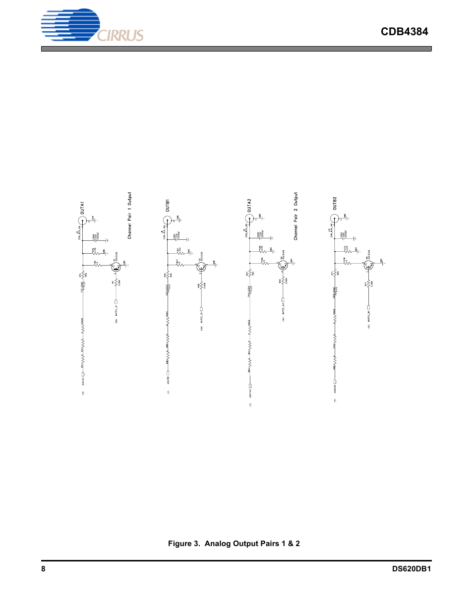 Figure 3. analog output pairs 1 & 2, Gure, 3 on pa | Cdb4384 | Cirrus Logic CDB4384 User Manual | Page 8 / 19