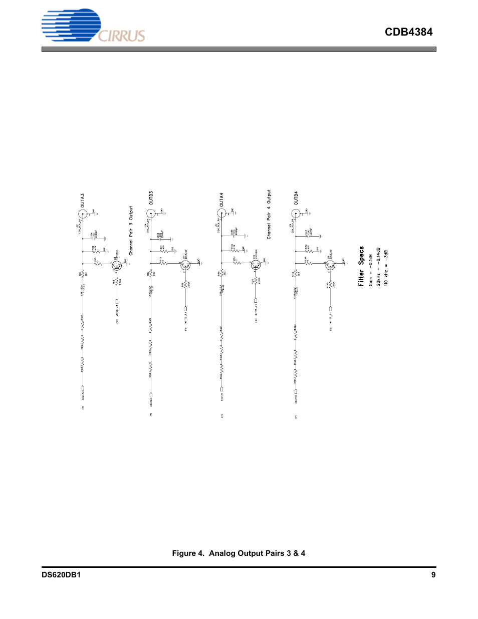 Figure 4. analog output pairs 3 & 4, Gure, 4 on pa | Cdb4384 | Cirrus Logic CDB4384 User Manual | Page 9 / 19