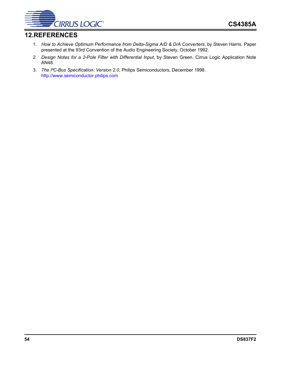 References | Cirrus Logic CS4385A User Manual | Page 54 / 55