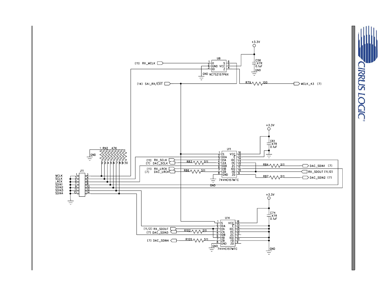 Figure 49. pcm input header and muxing, Figure 49.pcm input header and muxing, Figure 49 | Switch, Cdb4365 | Cirrus Logic CDB4365 User Manual | Page 23 / 30