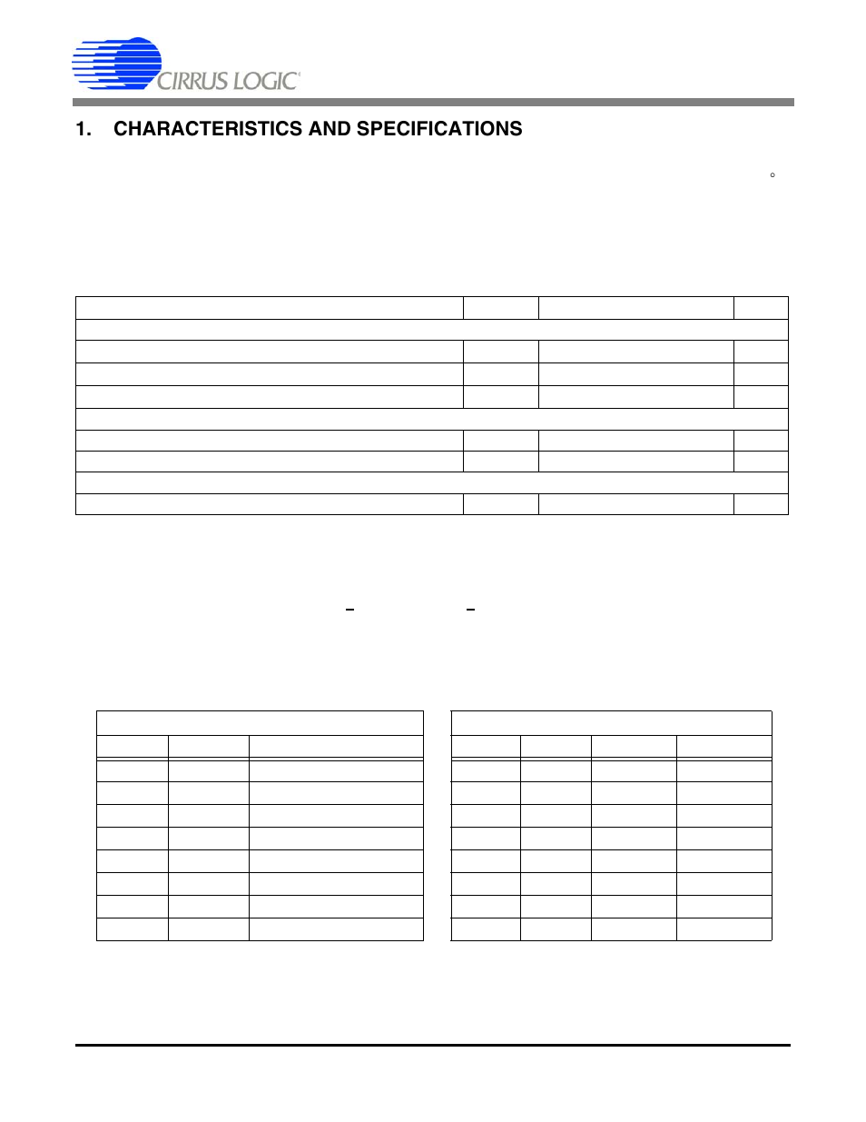 Characteristicsandspecifications, Specifiedoperatingconditions, Characteristics and specifications | Cs4373a, Specified operating conditions | Cirrus Logic CS4373A User Manual | Page 4 / 34