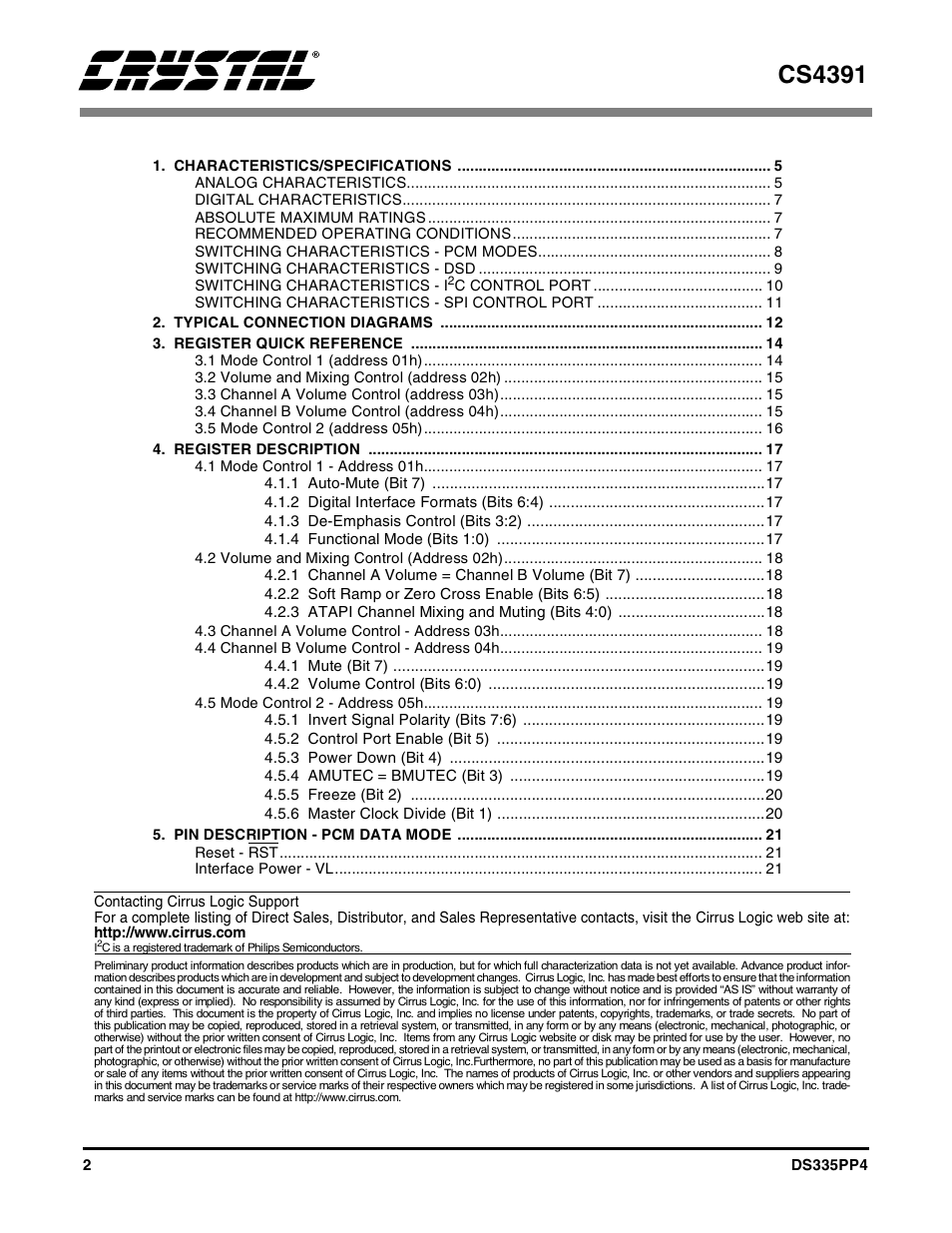 Cirrus Logic CS4391 User Manual | Page 2 / 38