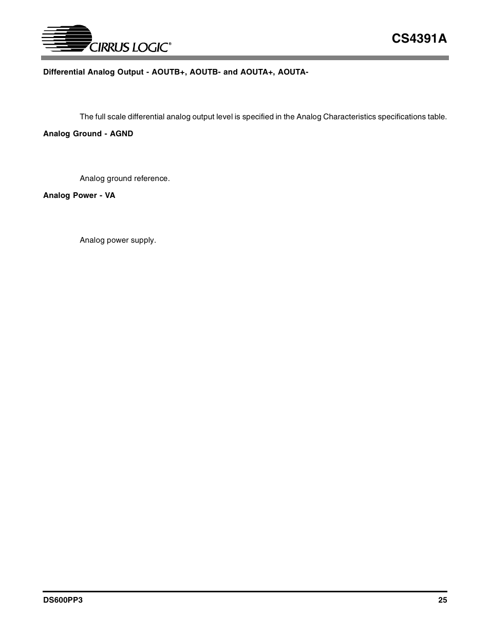 Cs4391a | Cirrus Logic CS4391A User Manual | Page 25 / 40