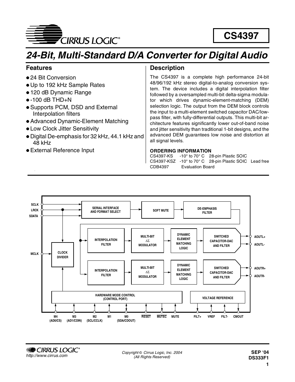 Cirrus Logic CS4397 User Manual | 34 pages