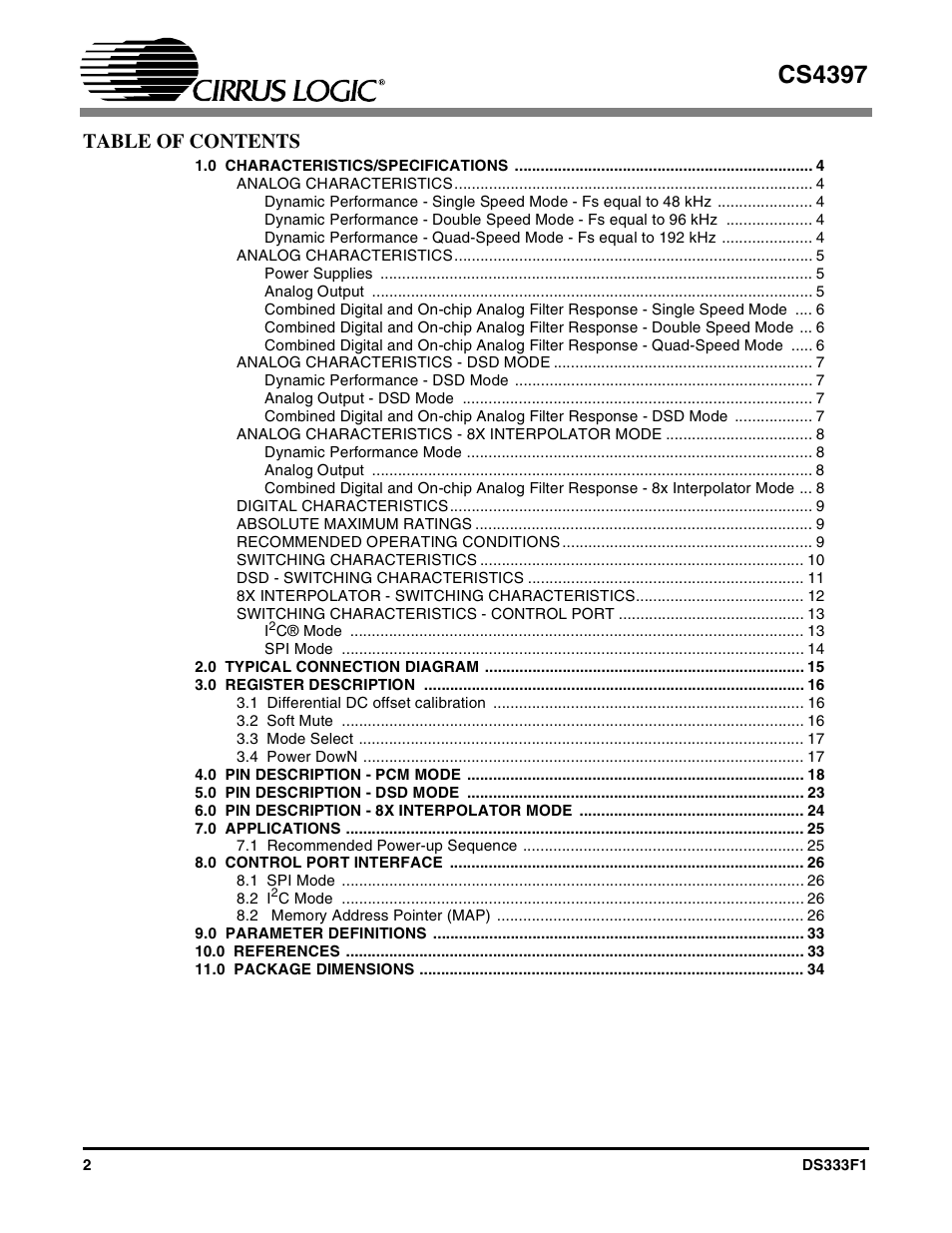 Cirrus Logic CS4397 User Manual | Page 2 / 34