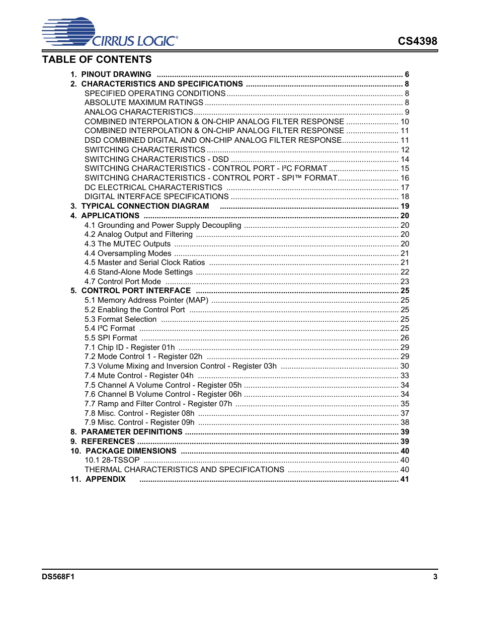 Cirrus Logic CS4398 User Manual | Page 3 / 46