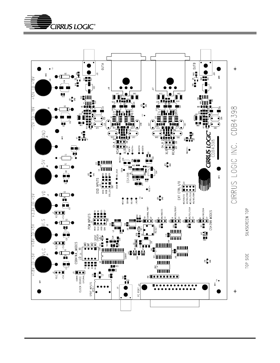 Figure 9. silkscreen top, Cdb4398 | Cirrus Logic CDB4398 User Manual | Page 14 / 18
