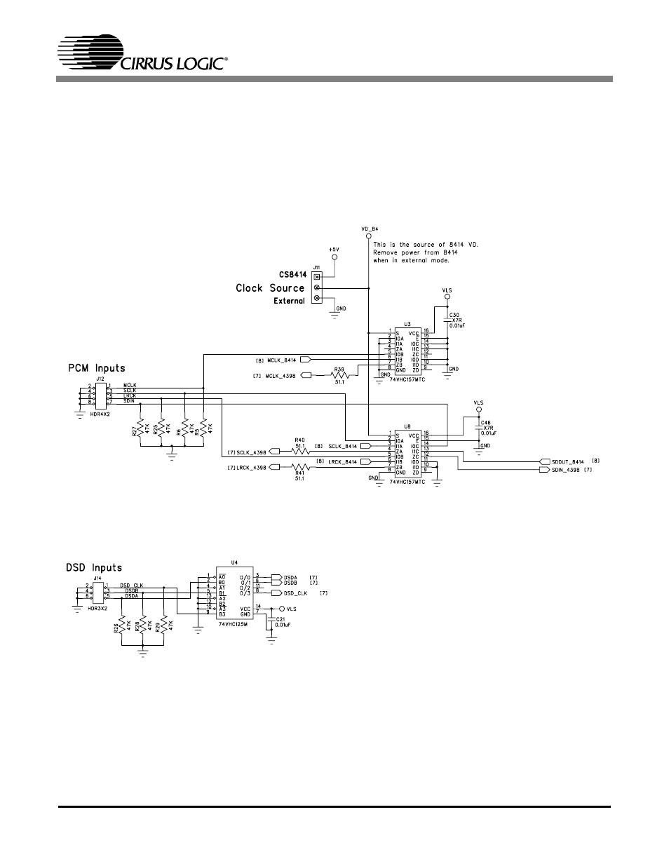 Figure 4. pcm and dsd input headers, Cdb4398 | Cirrus Logic CDB4398 User Manual | Page 9 / 18