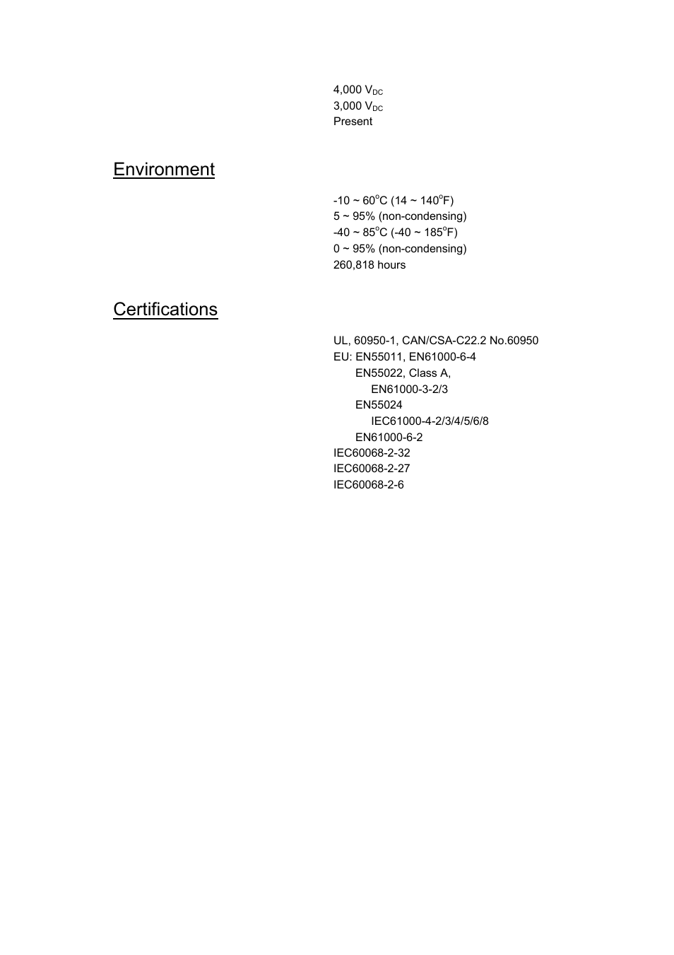 Environment, Certifications | Advantech EKI-7657C User Manual | Page 16 / 110