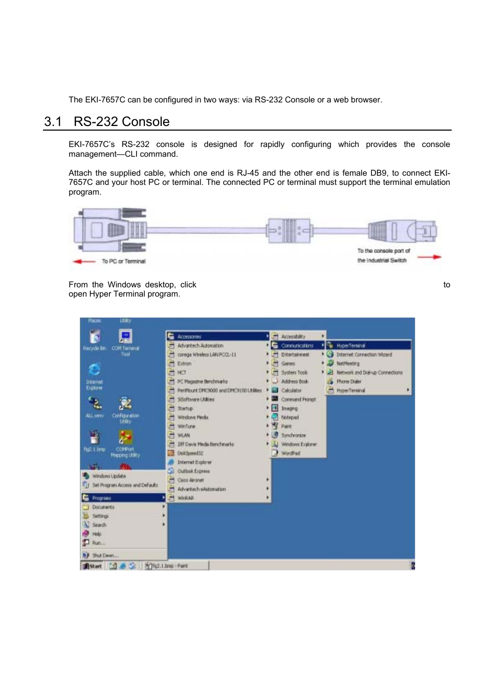 Chapter 3 configuration, 1 rs-232 console | Advantech EKI-7657C User Manual | Page 35 / 110
