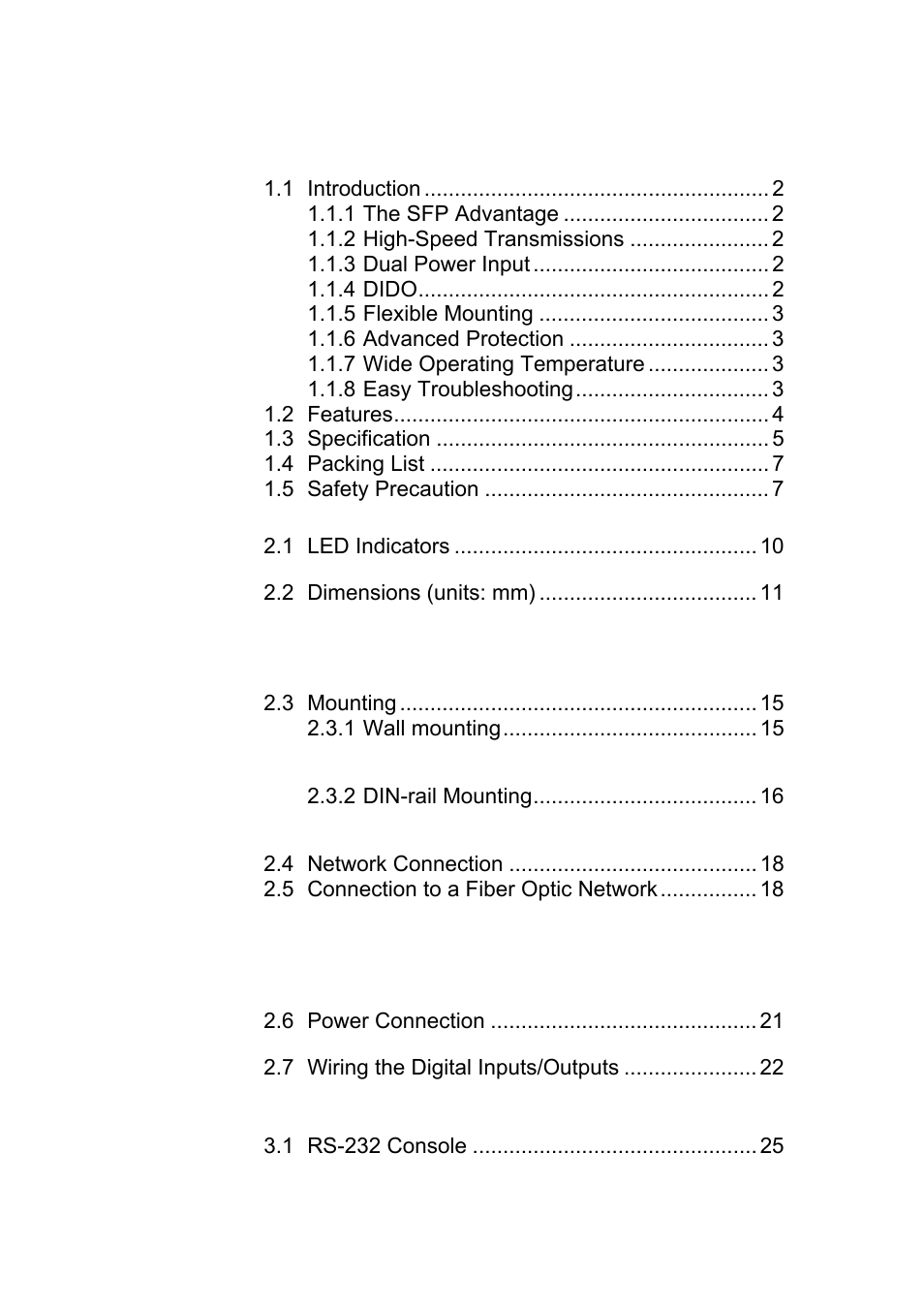 Contents chapter 1, Overview, Chapter 2 | Installation, Chapter 3, Configuration | Advantech EKI-7657C User Manual | Page 7 / 110