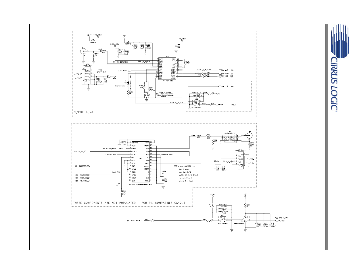 Figure 11. s/pdif i/o (schematic sheet 2), Figure 11.s/pdif i/o (schematic sheet 2), Cdb43l21 | Cirrus Logic CDB43L21 User Manual | Page 17 / 25
