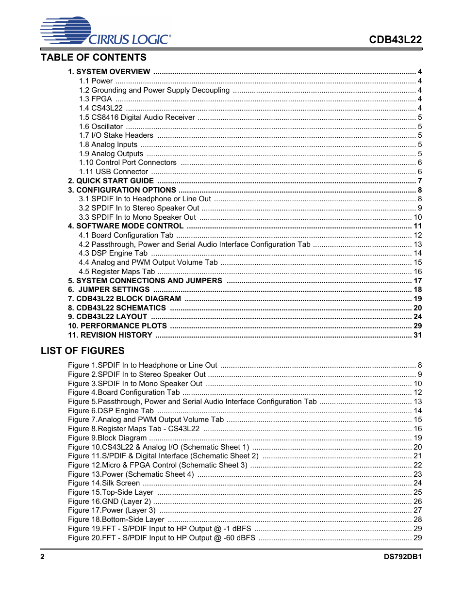 Cirrus Logic CDB43L22 User Manual | Page 2 / 31