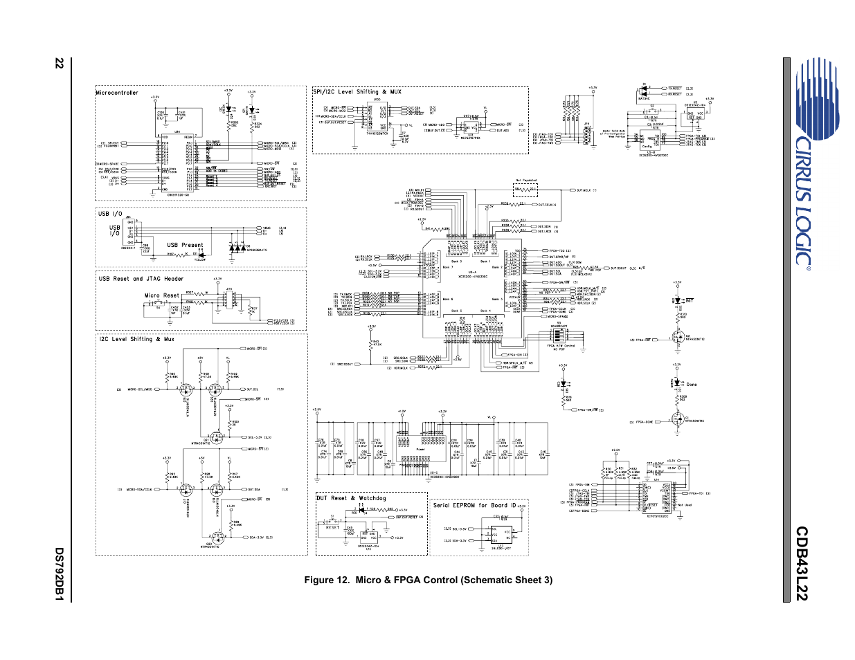 Figure 12.micro & fpga control (schematic sheet 3), Cdb43l22 | Cirrus Logic CDB43L22 User Manual | Page 22 / 31