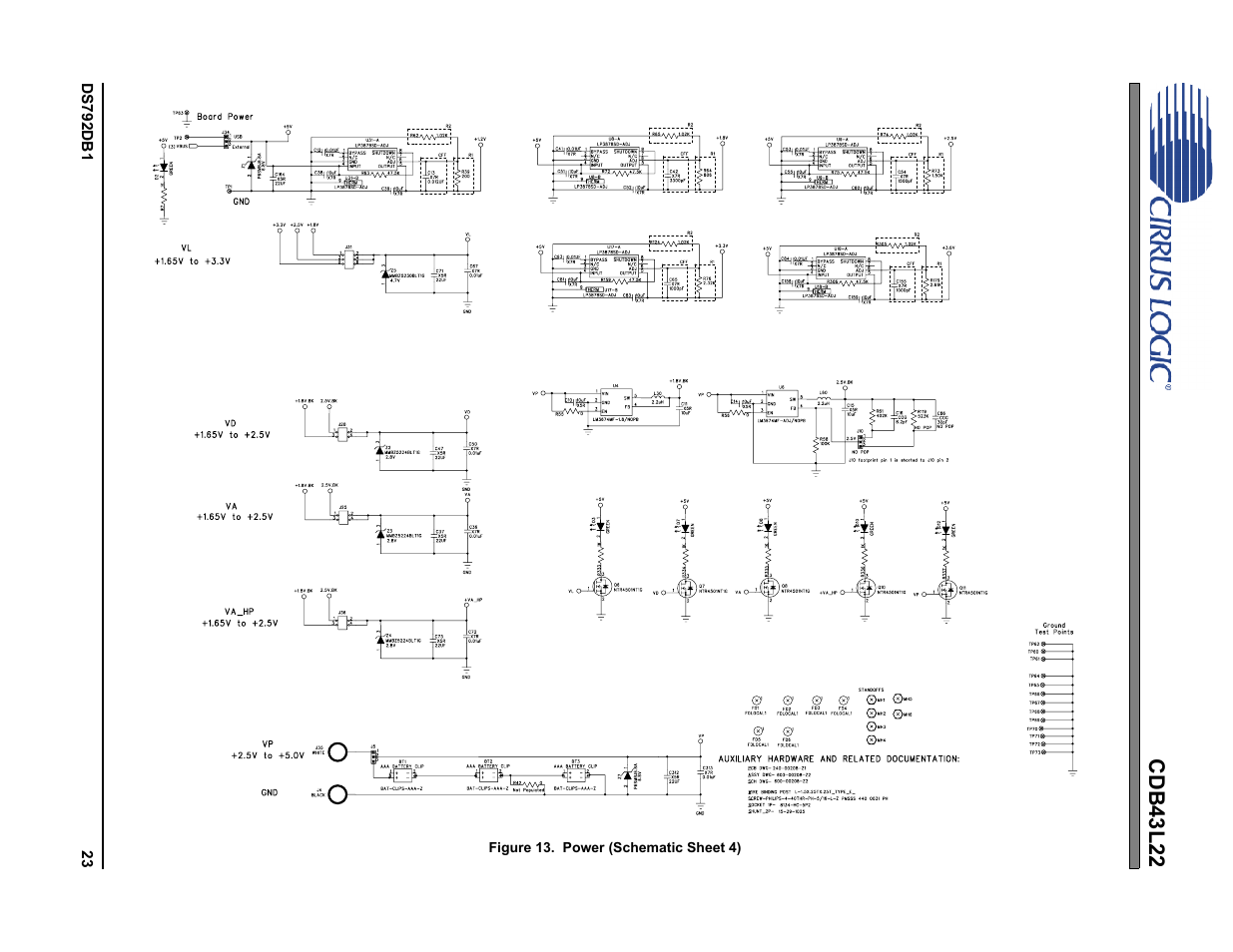 Figure 13. power (schematic sheet 4), Figure 13.power (schematic sheet 4), Cdb43l22 | Cirrus Logic CDB43L22 User Manual | Page 23 / 31