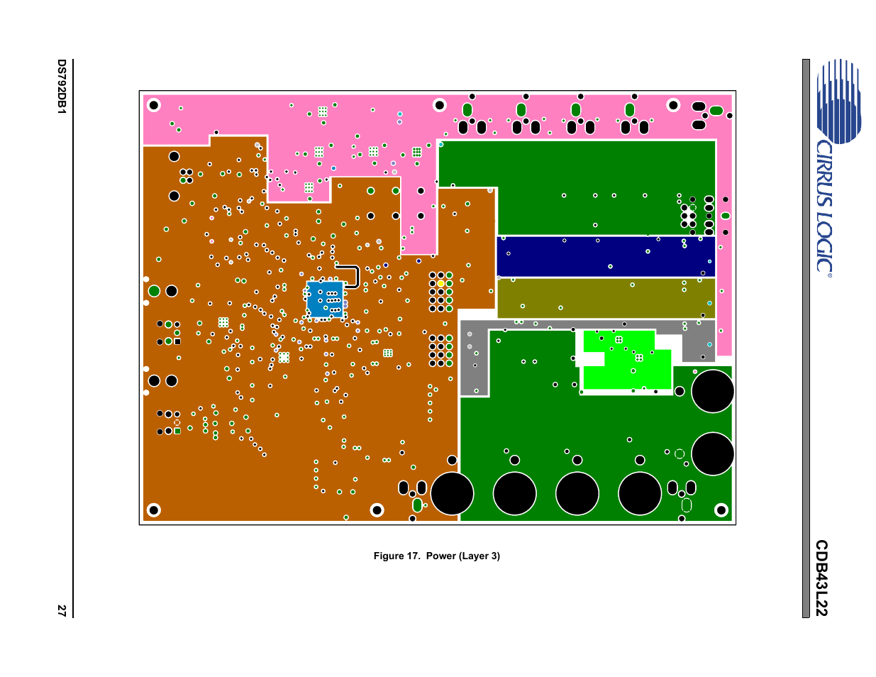 Figure 17. power (layer 3), Figure 17.power (layer 3), Cdb43l22 | Cirrus Logic CDB43L22 User Manual | Page 27 / 31