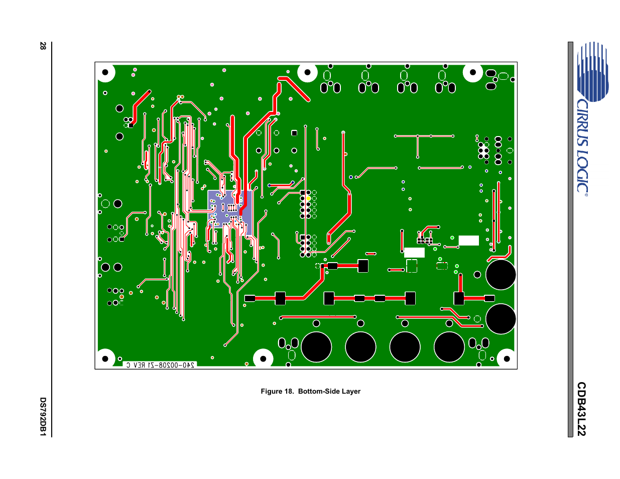 Figure 18. bottom-side layer, Figure 18.bottom-side layer, Cdb43l22 | Cirrus Logic CDB43L22 User Manual | Page 28 / 31