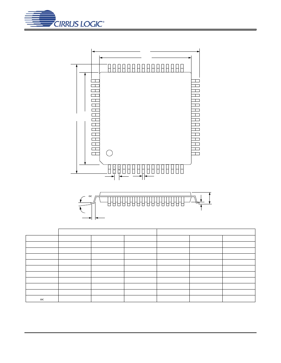 Package dimensions, Figure 32. 64-pin lqfp package drawing, Figure 32.64-pin lqfp package drawing | 64l lqfp package drawing | Cirrus Logic CS44600 User Manual | Page 74 / 76